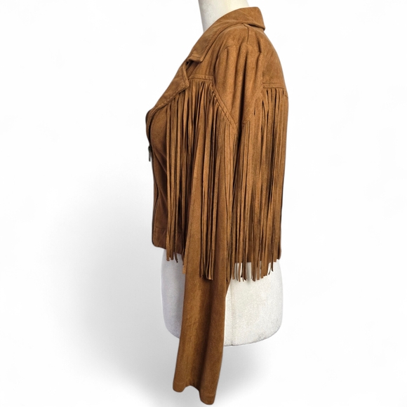 Flying Tomato Tan Leather Jacket with Fringe - Picture 5 of 8